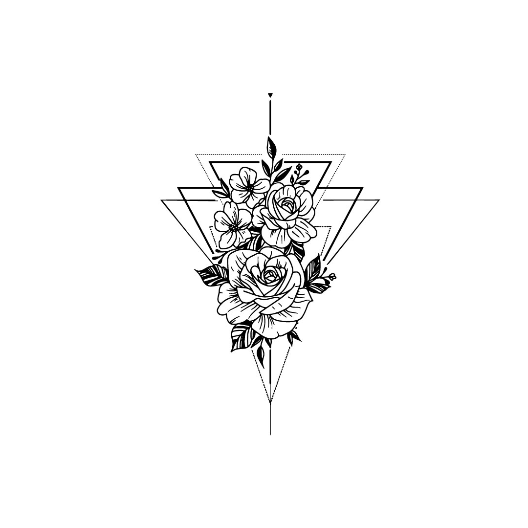 Tatouage De Rose Géométrique